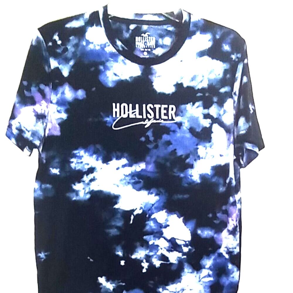 Hollister Tie Dye T-shirt Youth Size Medium Blue Black Must-Have Collection NWT